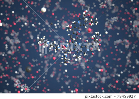 Irinotecan molecule. Conceptual molecular model. Chemical 3d rendering Irinotecan molecule. Conceptual molecular model. Chemical 3d rendering 79459927