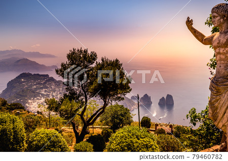 view of Capri island from Monte Solaro, in Anacapri 79460782