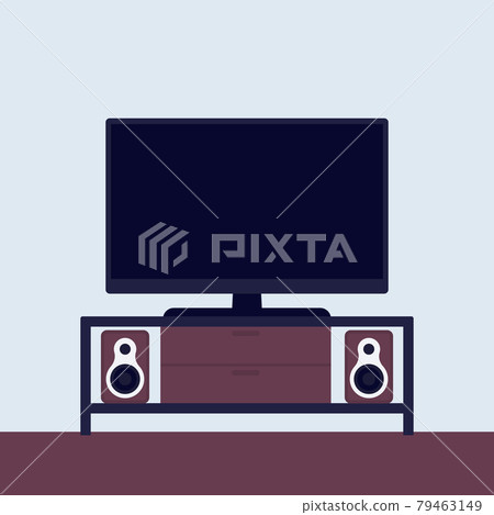 tv on the stand with audio system, vector tv on the stand with audio system, vector 79463149