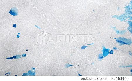 Abstract blue watercolor splashes on white paper texture as background design Abstract blue watercolor splashes on white paper texture as background design 79463443