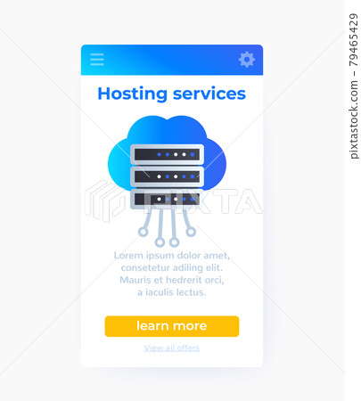 hosting services, mobile app ui design, vector 79465429