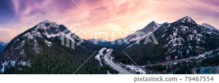 Scenic Highway passing in the Canadian Mountain Landscape Scenic Highway passing in the Canadian Mountain Landscape 79467554