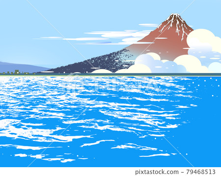 夏日之海與浮世繪富士山 79468513