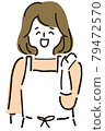 Illustration of a woman wearing an apron with a gentle smile 79472570