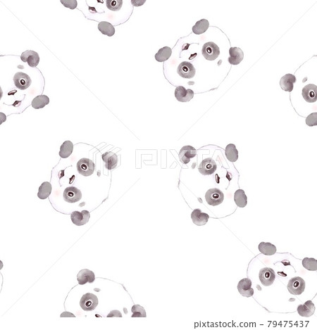 Seamless pattern. Cute cartoon panda with flowers and balloons Seamless pattern. Cute cartoon panda with flowers and balloons 79475437