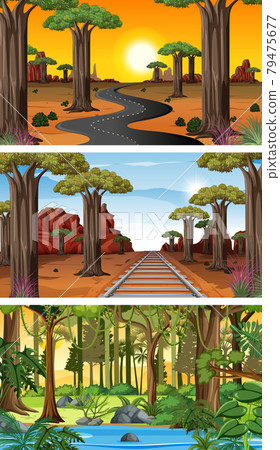 Set of different nature horizontal scenes 79475677