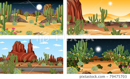 Different scenes with desert forest landscape 79475703