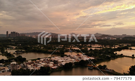 village in Tai Sang Wai , sunset before typhoon mangkhut village in Tai Sang Wai , sunset before typhoon mangkhut 79477579