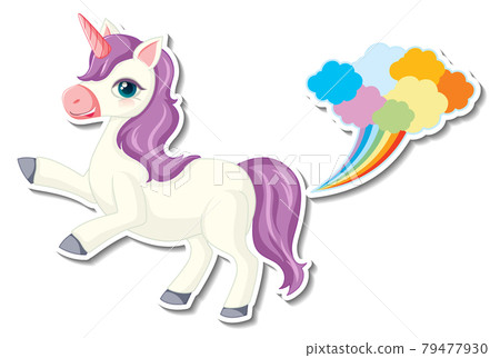 Cute unicorn stickers with a unicorn cartoon character 79477930