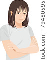 A woman who gets angry with her arms folded 79480595