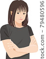 A woman who gets angry with her arms folded 79480596