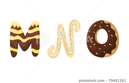 Delicious Candy and Sweet Pastry Alphabet Vector Set 79481161