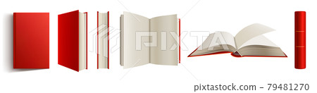 Book with red spine and cover blank 3d mockup 79481270