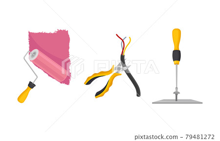 Working Tool and Equipment for Repair and Construction in the House Vector Set 79481272