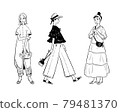 Women enjoying fashion Line drawing 79481370