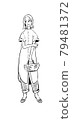 Female line drawing enjoying fashion 79481372