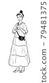 Female line drawing enjoying fashion 79481375