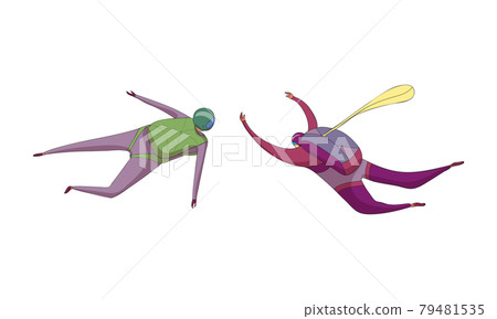 Paratroopers or Parachutist Free-falling and Descenting with Parachutes Vector Set Paratroopers or Parachutist Free-falling and Descenting with Parachutes Vector Set 79481535