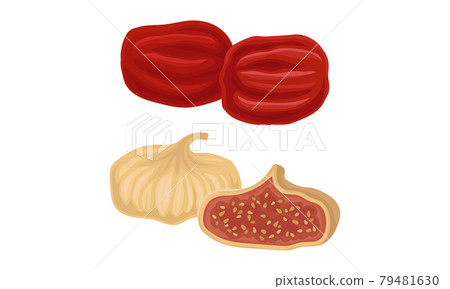 Sun Dried Fruit as Food with Sweet Taste and Nutritive Value Vector Set 79481630