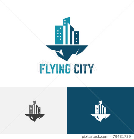 Flying City Floating Sky High Skyscraper Realty Logo 79481729