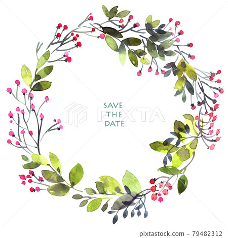 Watercolor floral wreath Watercolor floral wreath 79482312