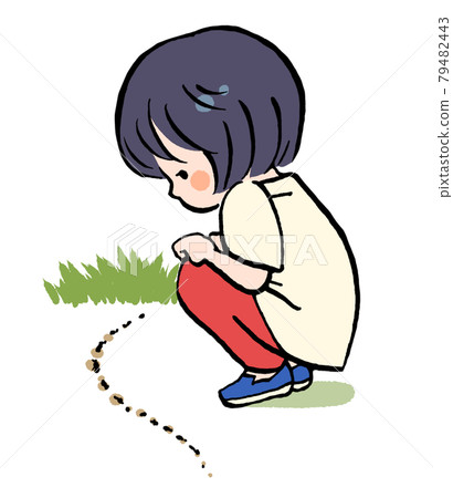 一個女孩盯著遊行隊伍的插圖 79482443