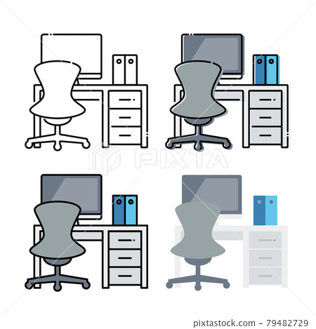 Around the office desk Hand-painted and basic line and flat paint set 79482729