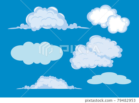 Set of Cloud Icon Illustration on a Blue... - Stock Illustration ...