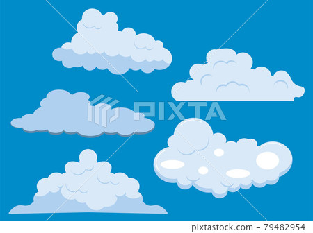 Set of Cloud Icon Illustration on a Blue... - Stock Illustration ...