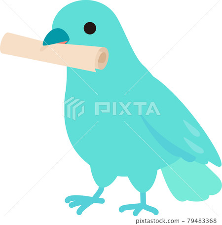A little bird holding a rolled paper 79483368