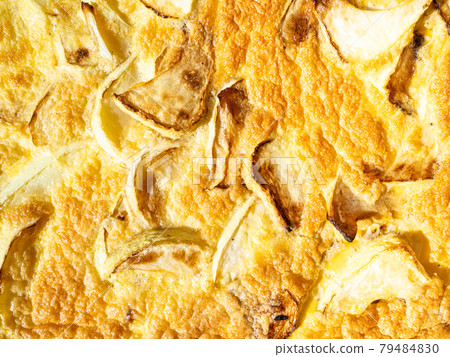 top view of baked omelette with white squash 79484830