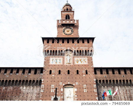 view of Tower Torre del Filarete of Sforza Castle 79485069