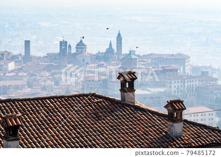 above view of Bergamo Upper town from San Vigilio 79485172