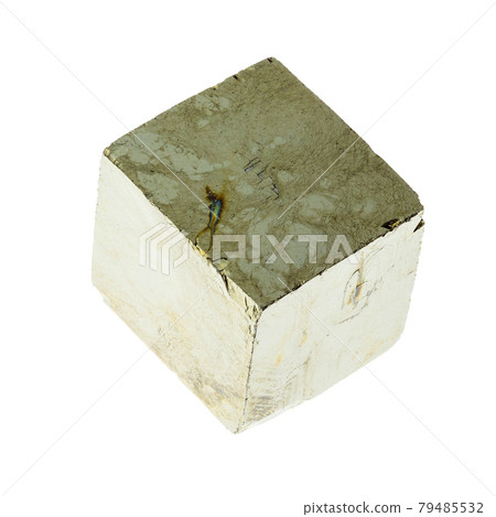 cube of iron pyrite on white cube of iron pyrite on white 79485532