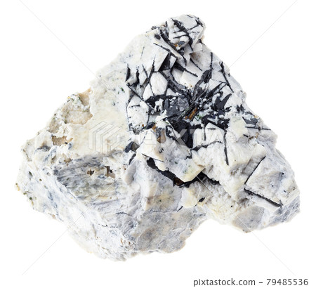 ilmenite (manaccanite) in rough stone on white ilmenite (manaccanite) in rough stone on white 79485536