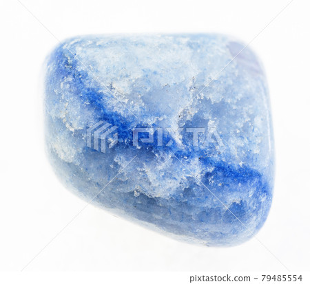 polished blue dyed agate stone on white 79485554