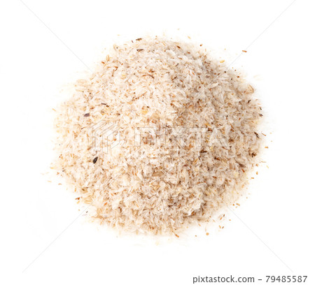 handful of Psyllium husk closeup on white handful of Psyllium husk closeup on white 79485587
