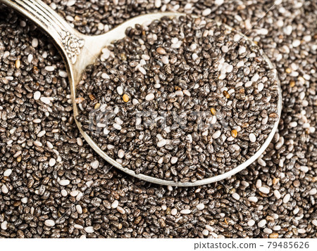 silver tablespoon in Chia seeds 79485626