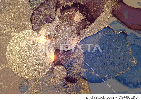 Burgundy, blue and gold abstract marble pattern with sparkles Burgundy, blue and gold abstract marble pattern with sparkles 79486198