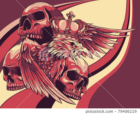 vector illustration of king Eagle and Skulls 79486229