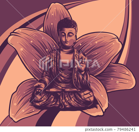Buddha sitting on a lotus background vector illustartion Buddha sitting on a lotus background vector illustartion 79486241