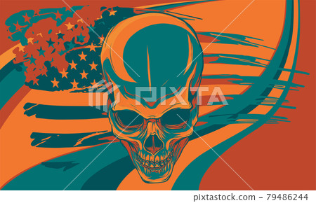 vector illustartion of skull with american flag vector illustartion of skull with american flag 79486244
