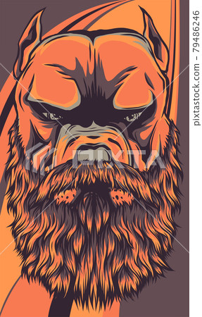 vector illustration of head pitbull with beard vector illustration of head pitbull with beard 79486246
