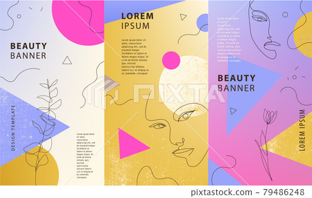 Vector set of gradient covers for social media stories, cards, flyer, poster, mobile app, banners. Geometric shapes and continuous line woman portraits Vector set of gradient covers for social media stories, cards, flyer, poster, mobile app, banners. Geometric shapes and continuous line woman portraits 79486248