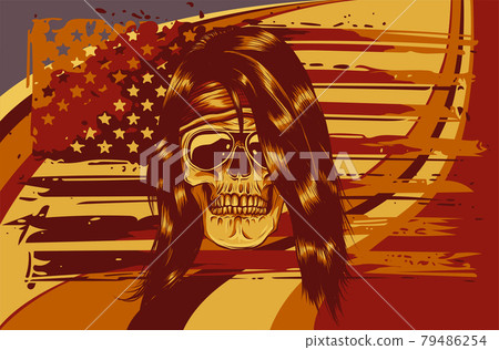 vector illustartion of skull with american flag 79486254
