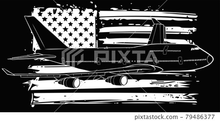 vector illustration of airplane with american flag 79486377