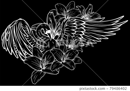 vector illustration of Swan with Flower design vector illustration of Swan with Flower design 79486402