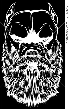 vector illustration of head pitbull with beard vector illustration of head pitbull with beard 79486479