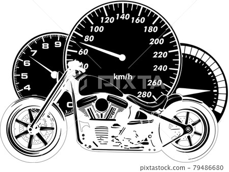 custom Motorcycle with speedometer vector illustration design 79486680