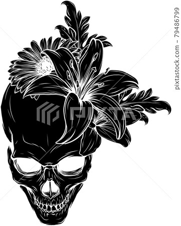 human Skull and Flowers Vector Illustration design human Skull and Flowers Vector Illustration design 79486799